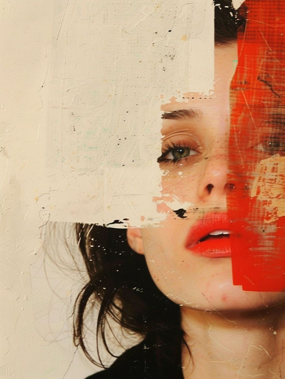 Fragmented Gazes in Red and White - Image 3