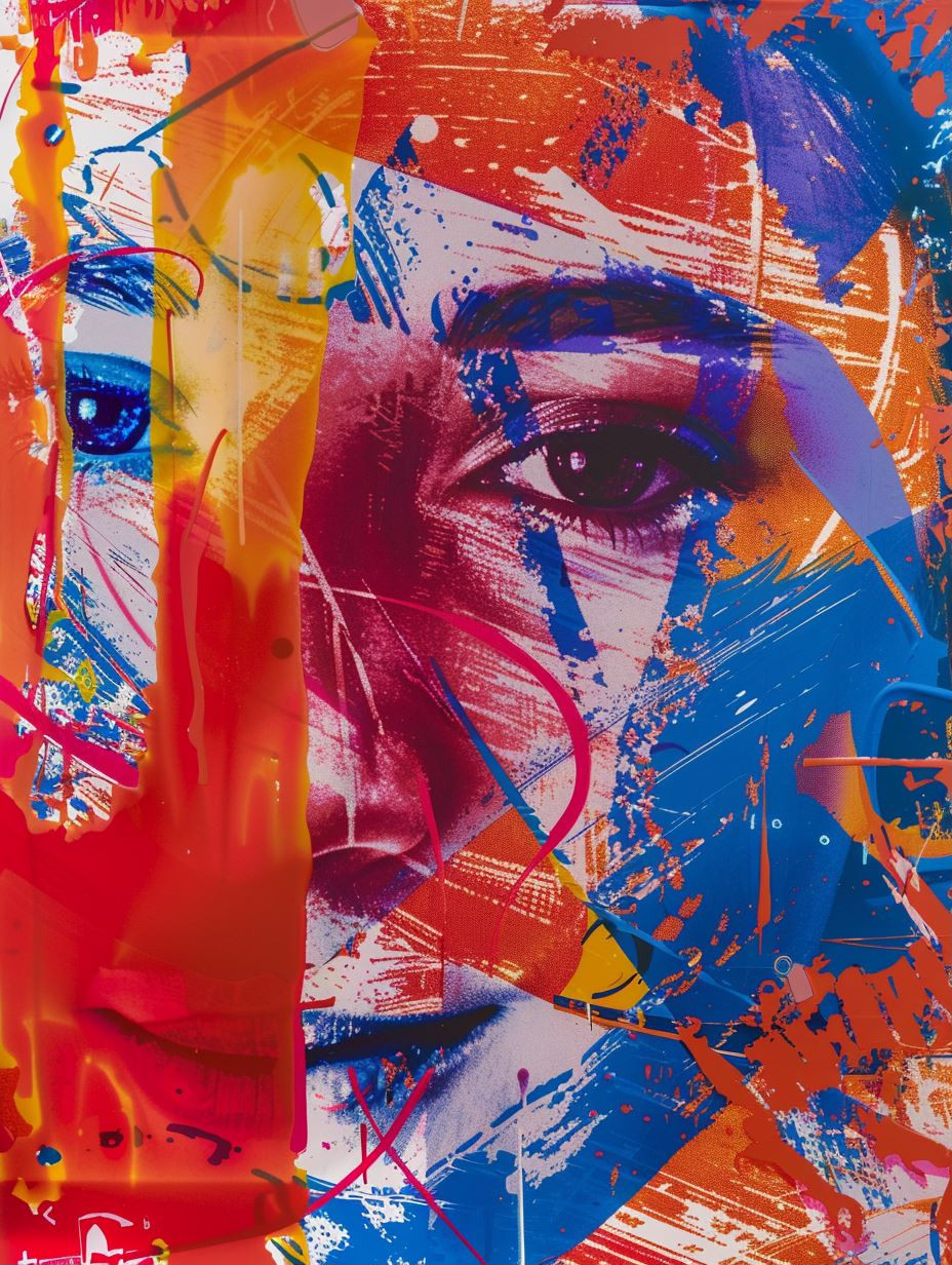 Fragmented Neon Portrait Chaos - Image 1