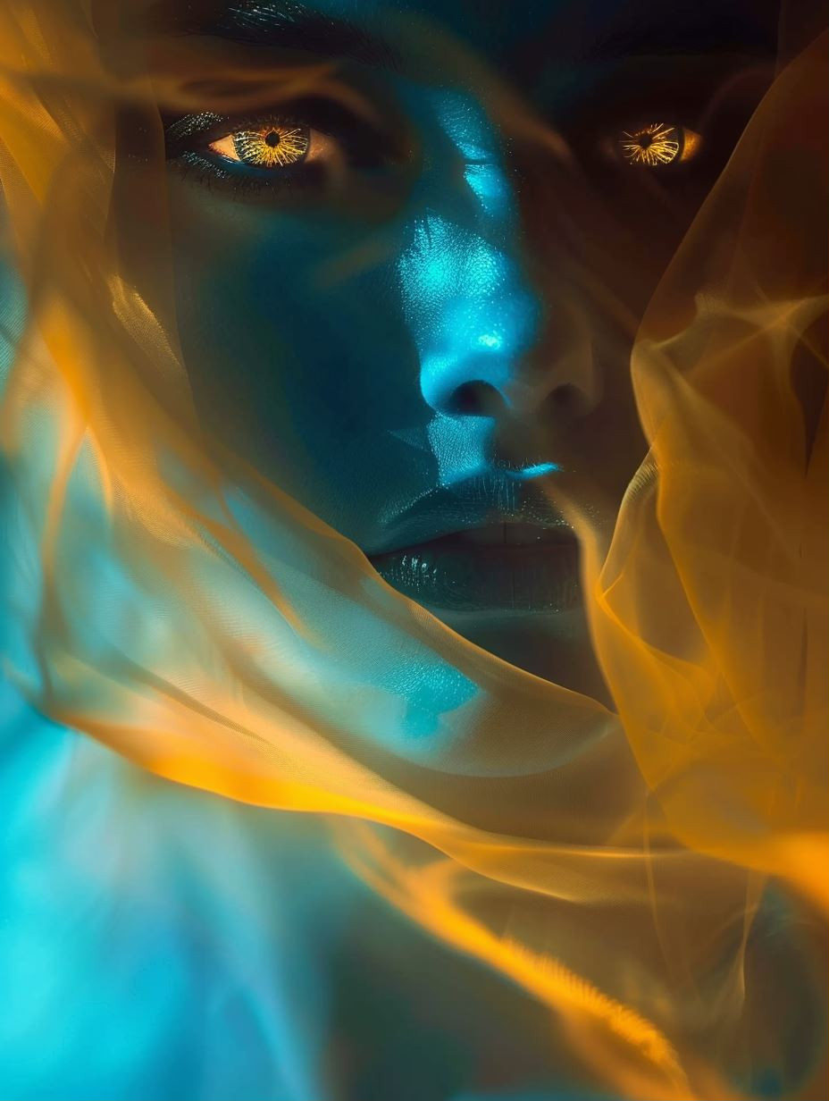 Ethereal Glow of Amber Veils - Image 1