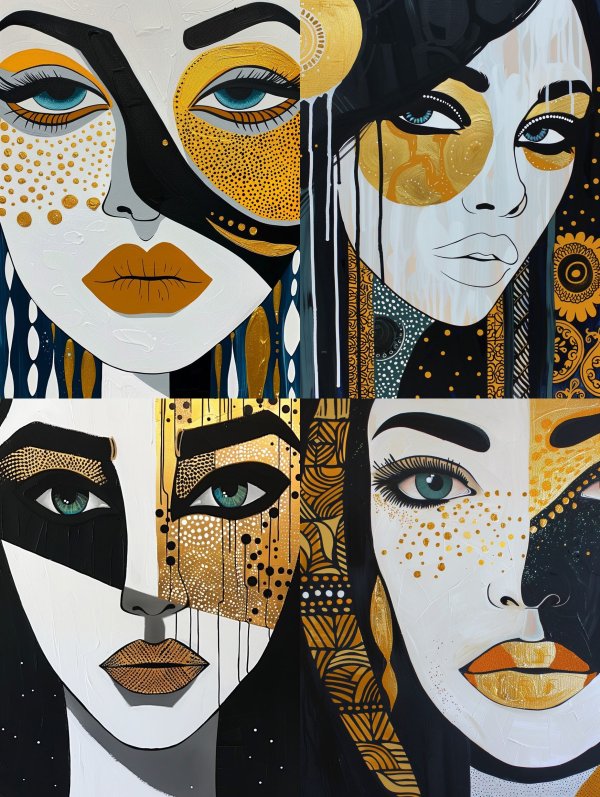 Abstract Golden Ethnic Portraits