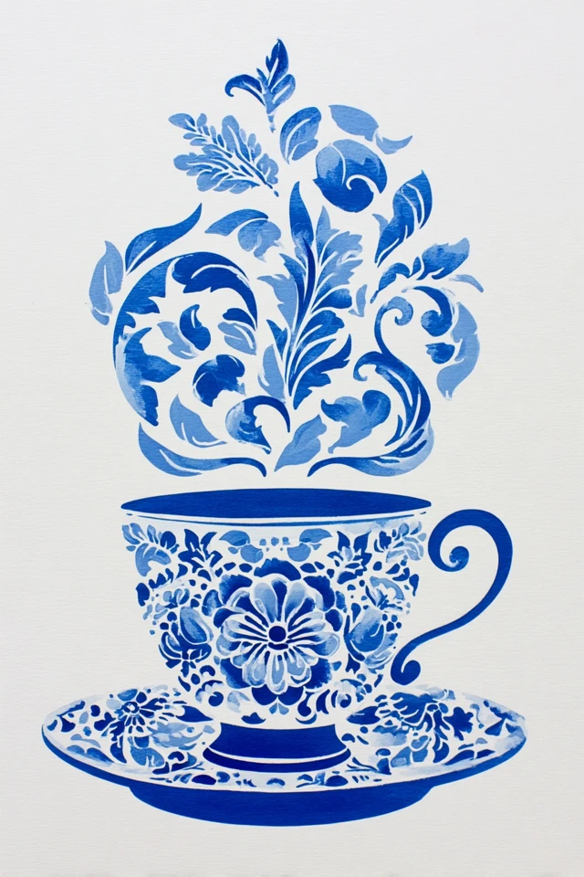 Azure Floral Silhouette - Image 4