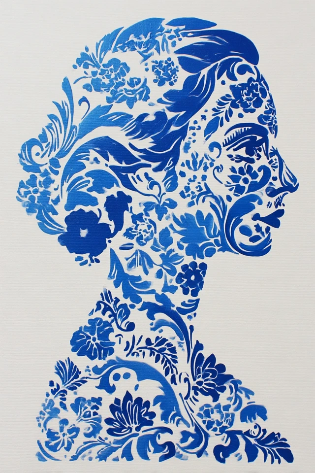 Azure Floral Silhouette - Image 1