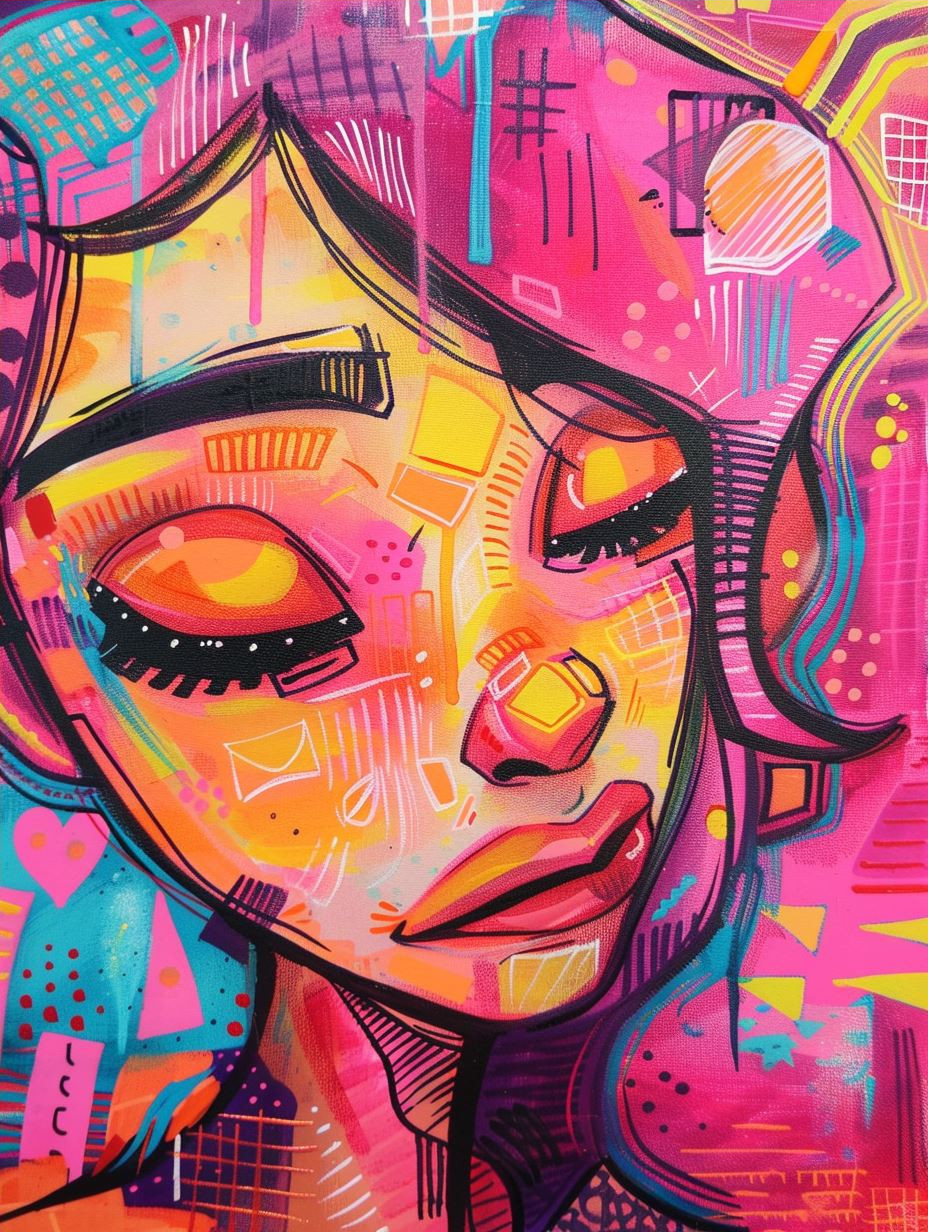 Neon Dreams: A Quad-Panel Portrait Study - Image 4