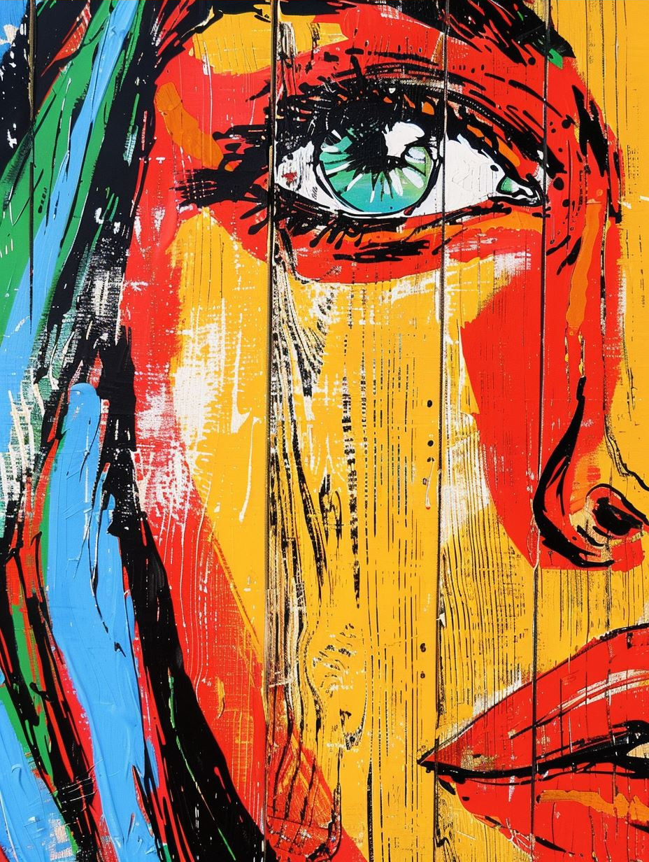 Vibrant Neon Expressionist Portrait - Image 3