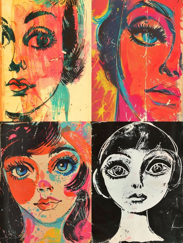 Vibrant Pop Art Female Portrait Quadrichrome