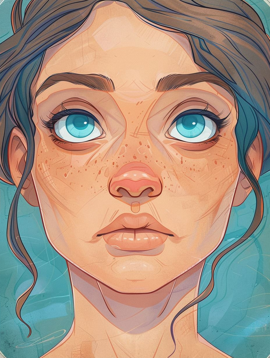 Azure Tresses and Sun-Kissed Freckles - Image 2