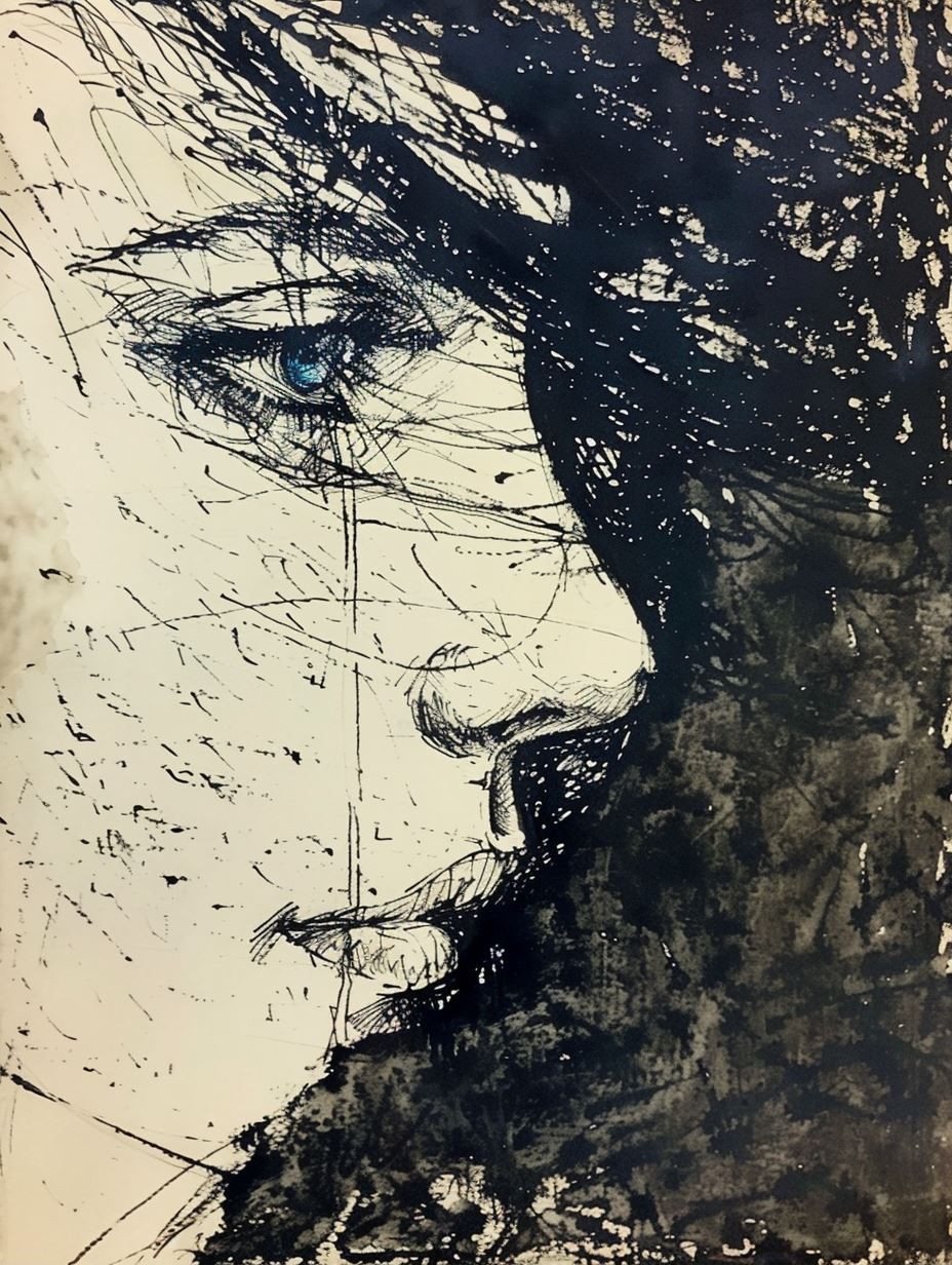 Ink Splatter Noir Portrait - Image 2