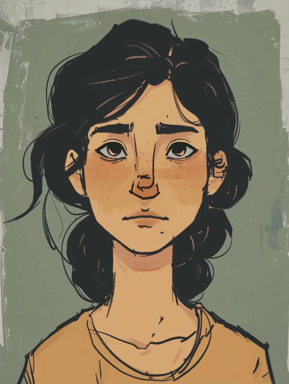 Melancholic Hand Drawn Portrait - Image 2