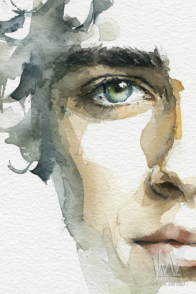 Ethereal Watercolor Gaze - Image 1