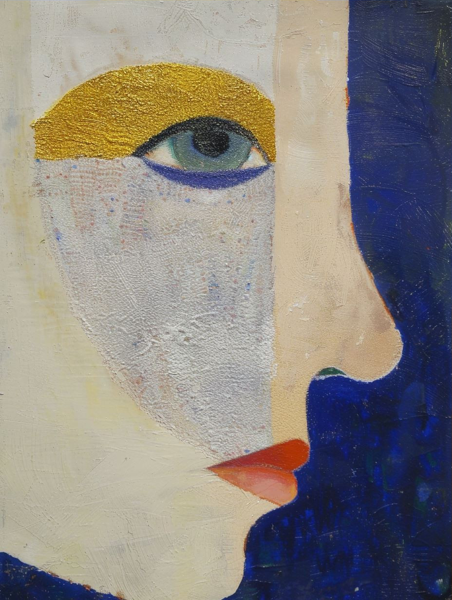 Fragmented Faces in Blue - Image 3