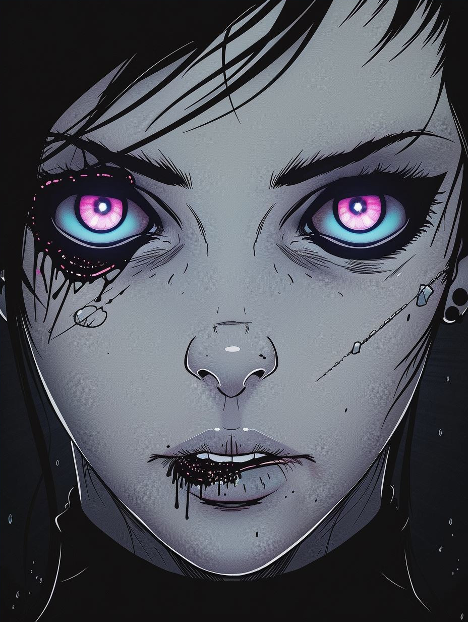 Neon Cybernetic Android Portrait - Image 4