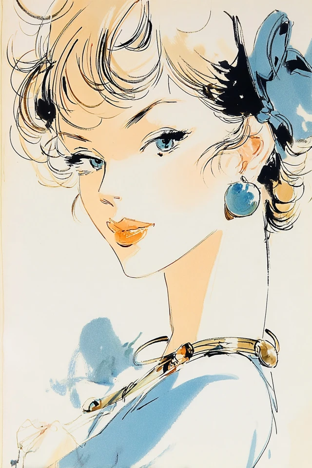 Azure Elegance Sketch - Image 1