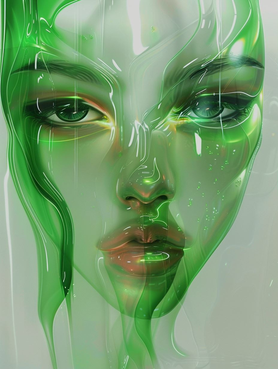 Emerald Liquid Glass Portrait