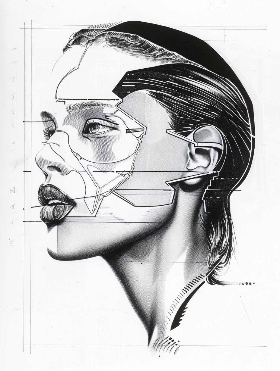 Fragmented Blue Portrait Studies - Image 3