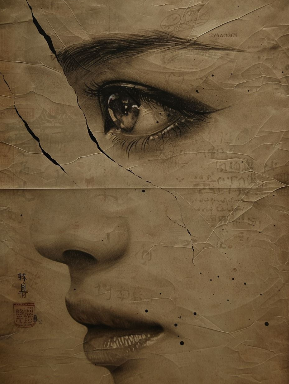 Ancient Ink Portrait Fragments - Image 3