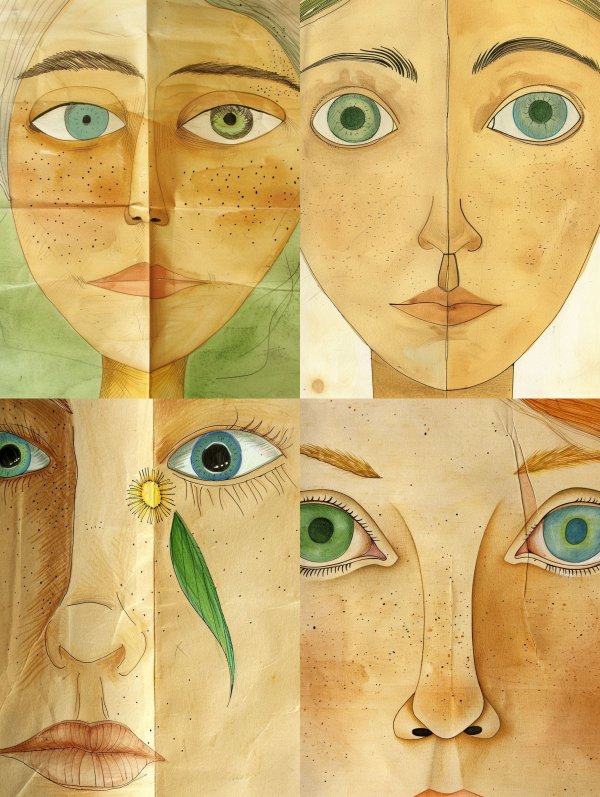 Fragmented Faces of Ethereal Calm