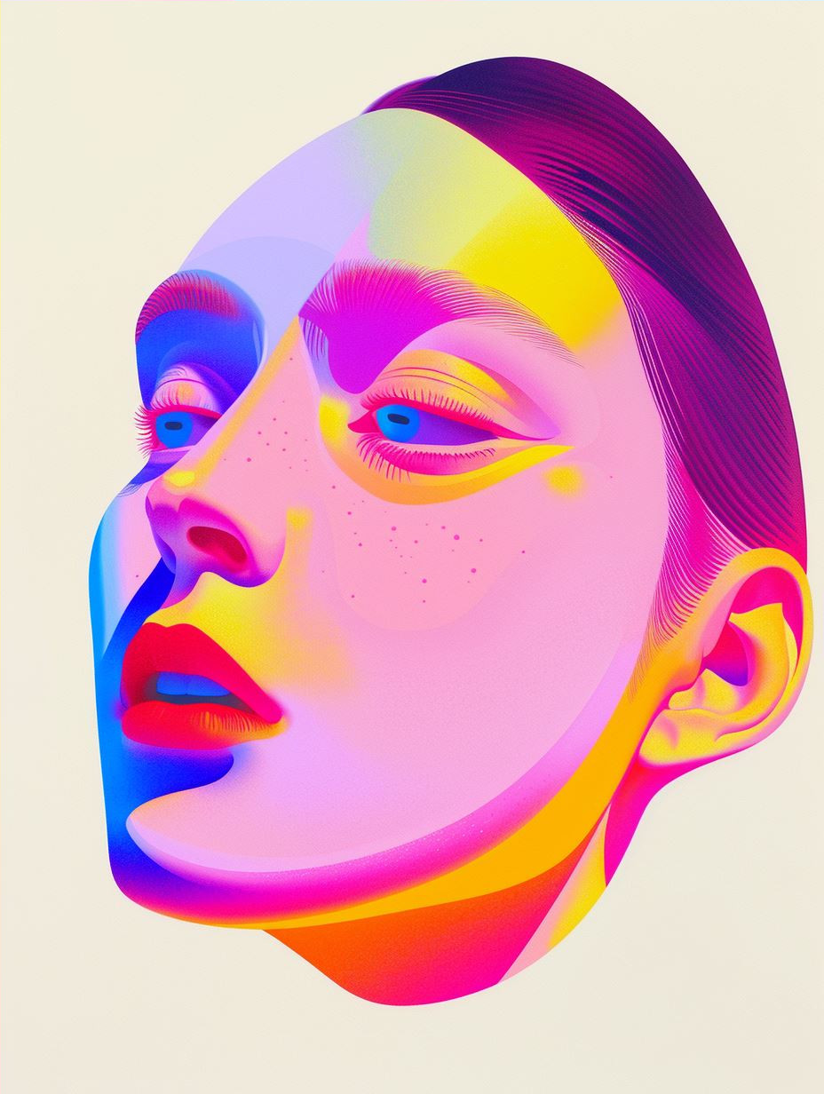 Neon Visions: A Quad-Portrait Study - Image 4
