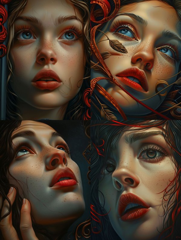 Ethereal Gazes in Crimson Shadows