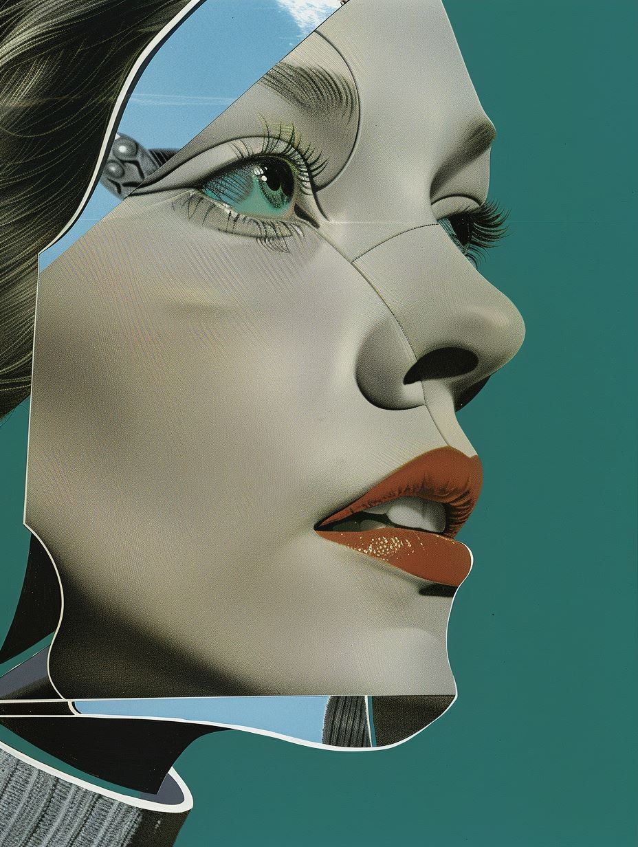 Cyan Blueprint Portrait Study - Image 3