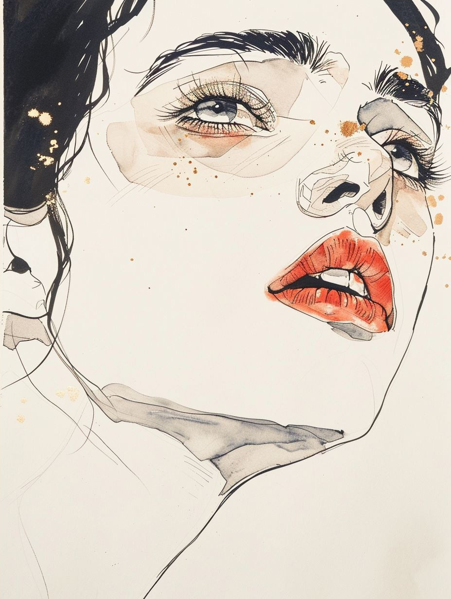 Ethereal Gazes in Ink and Watercolor - Image 4