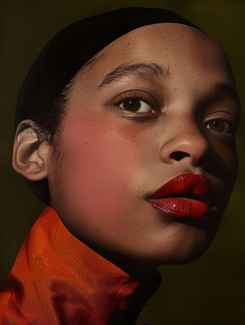 Crimson Velvet Portrait Study - Image 2