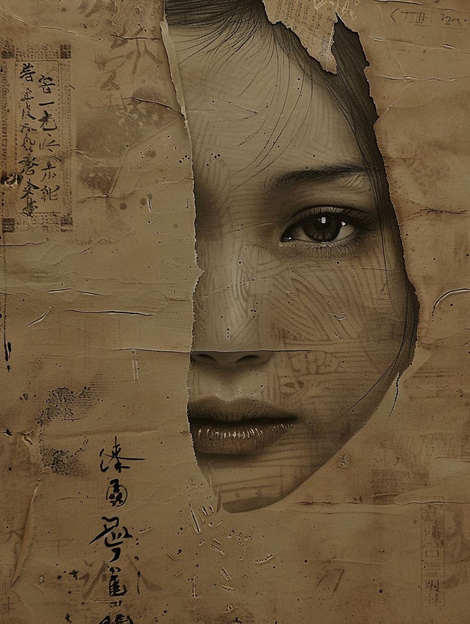 Ancient Ink Portrait Fragments - Image 1
