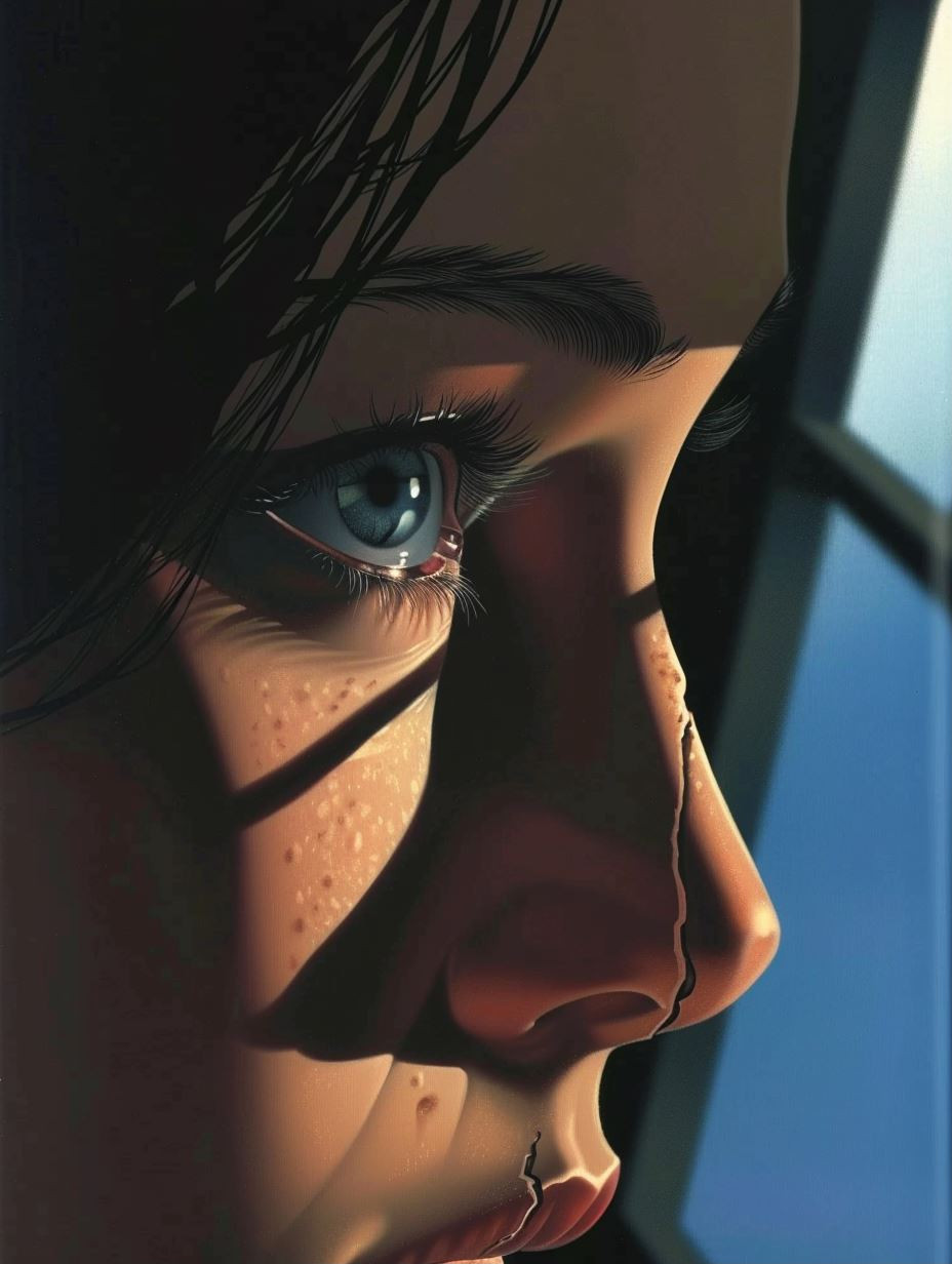 Intimate Gaze in Cinematic Shadow - Image 1