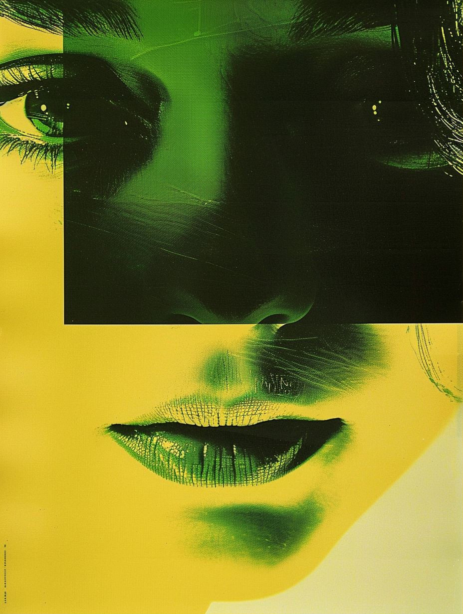 Fragmented Gaze in Neon Gold - Image 1