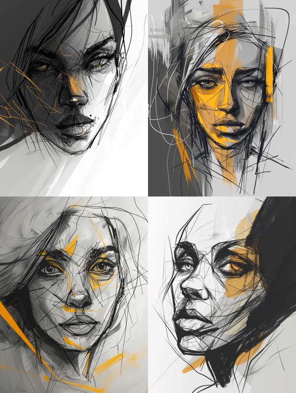 Electric Ember Sketch Portrait