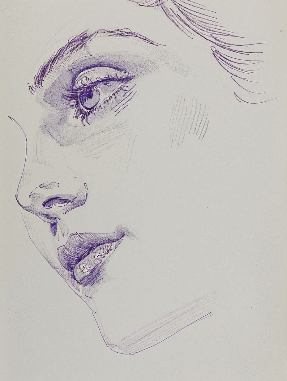 Ethereal Violet Portrait Sketches - Image 3