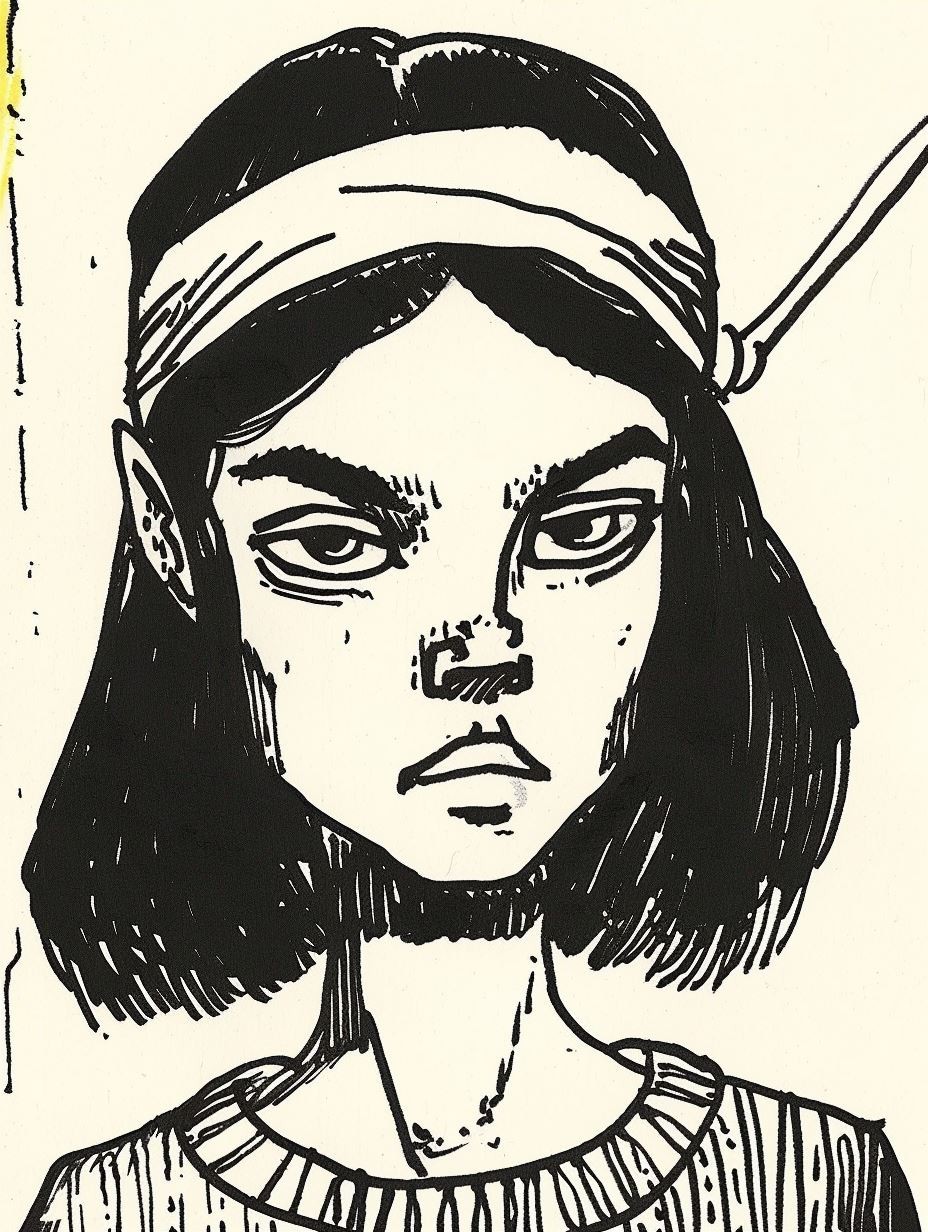 Melancholy Ink Expressionism Portrait - Image 3