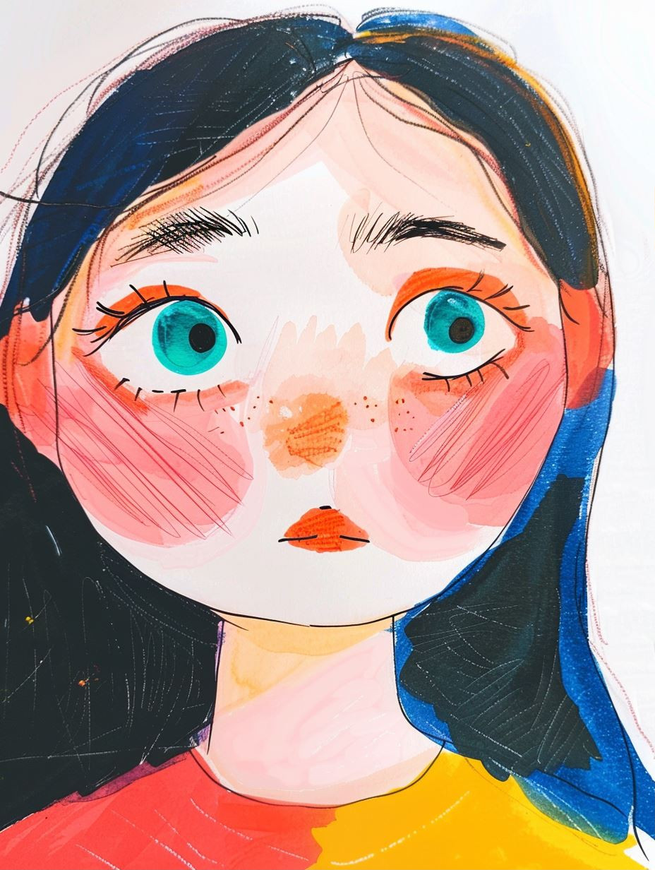 Whimsical Gazes: Four Stylized Portraits - Image 1
