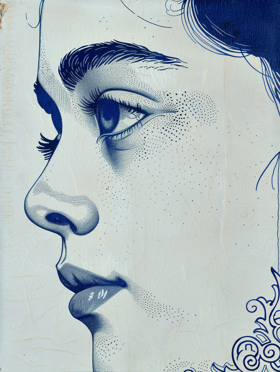 Azure Swirls Portrait Art - Image 4