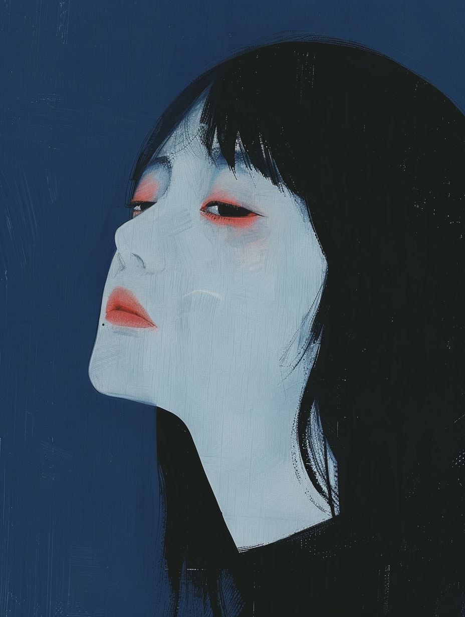 Melancholic Blue Digital Portrait