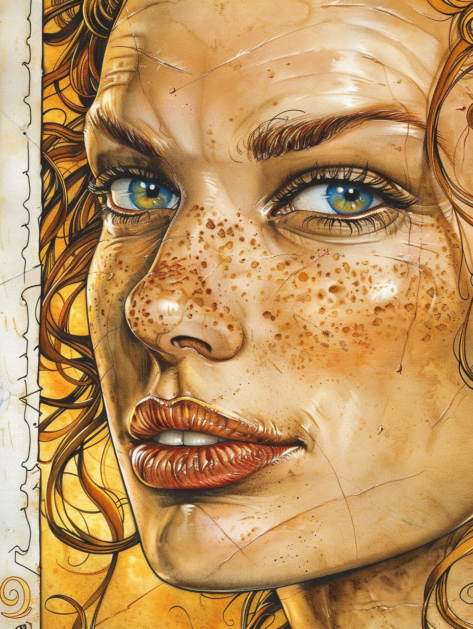 Ethereal Freckled Portraits in Golden Hues - Image 1