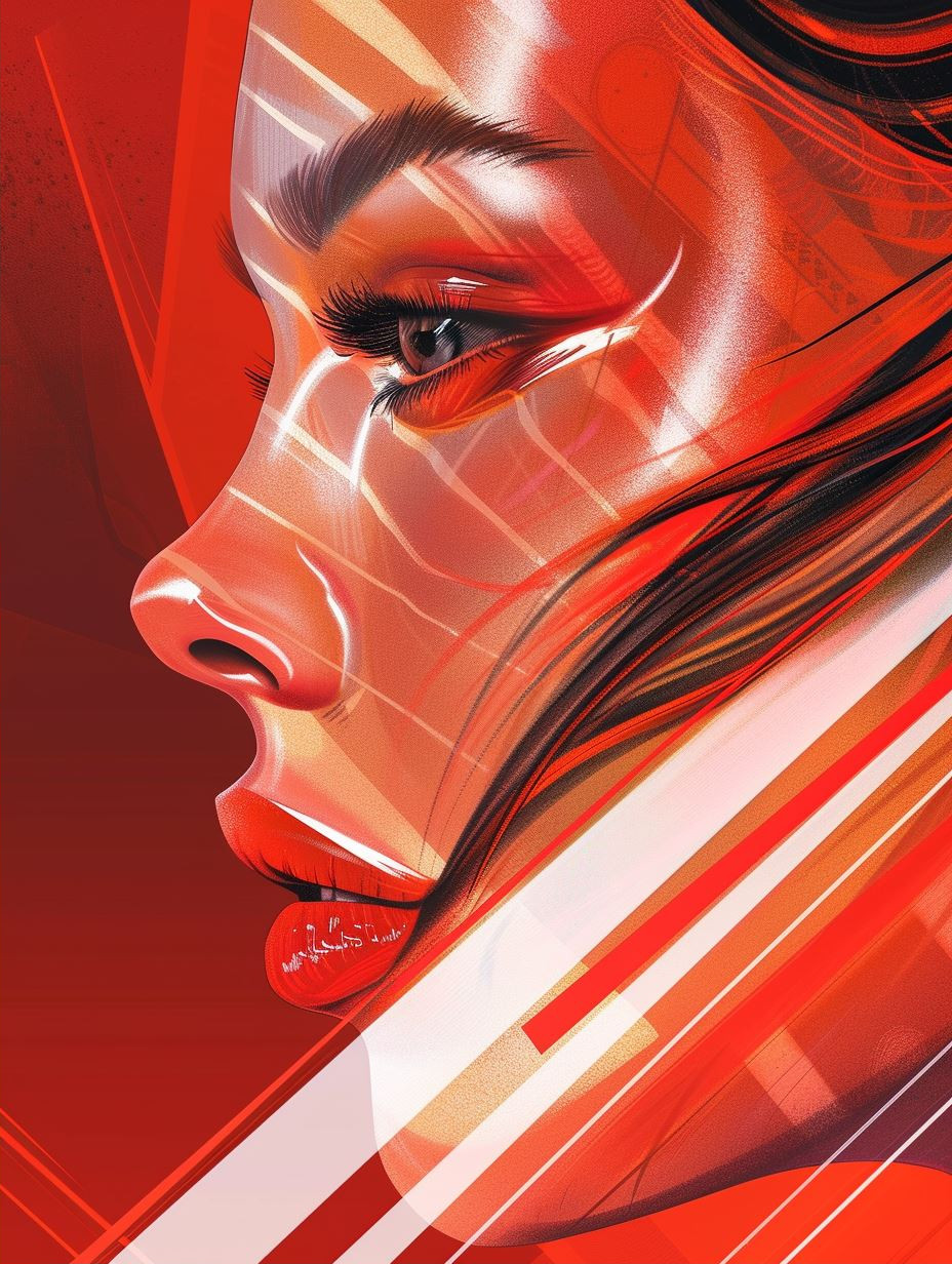 Crimson Neon Cybernetic Portraits - Image 2