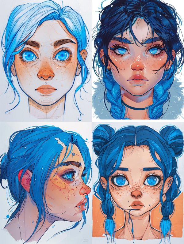 Azure Visions: Digital Portrait Study