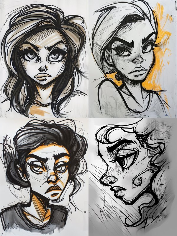 Bold Ink Character Concept Sketches