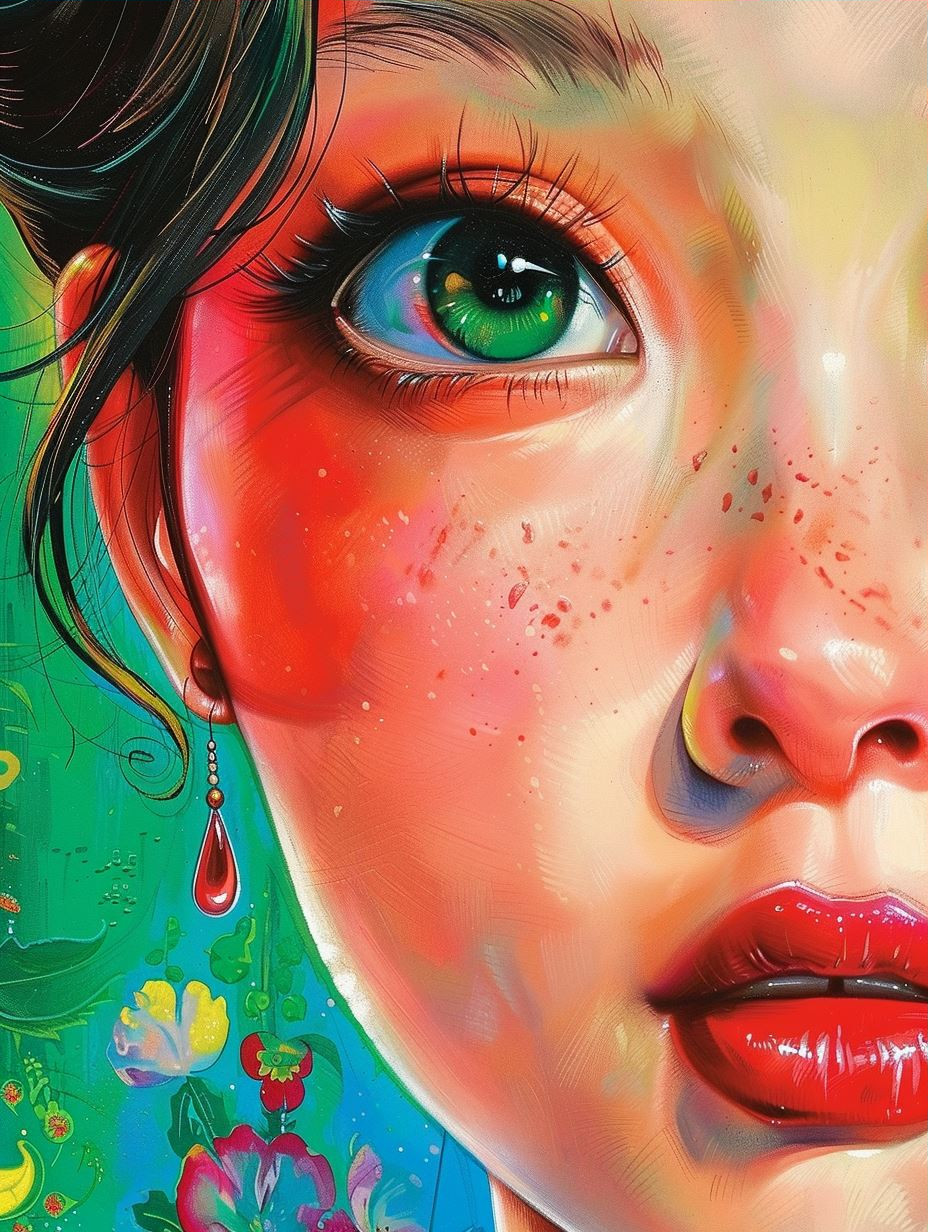 Vibrant Neon Psychedelic Portrait - Image 3