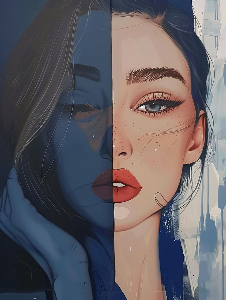 Azure Gaze: Digital Portrait Series - Image 4