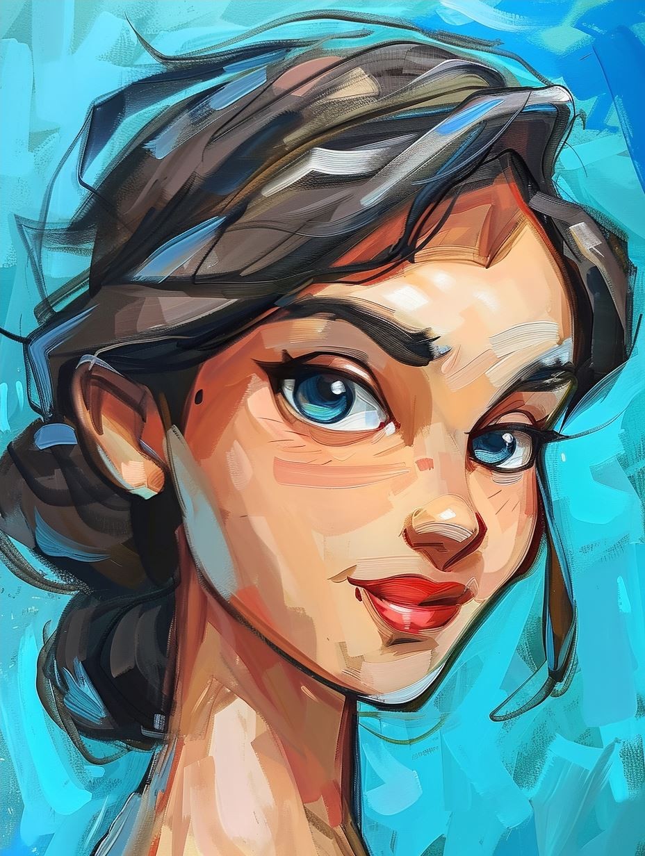 Azure Tresses Digital Portrait - Image 4