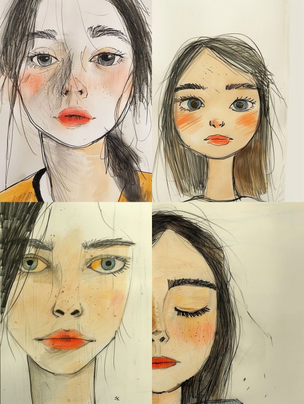 Melancholic Sketch of Ethereal Beauty