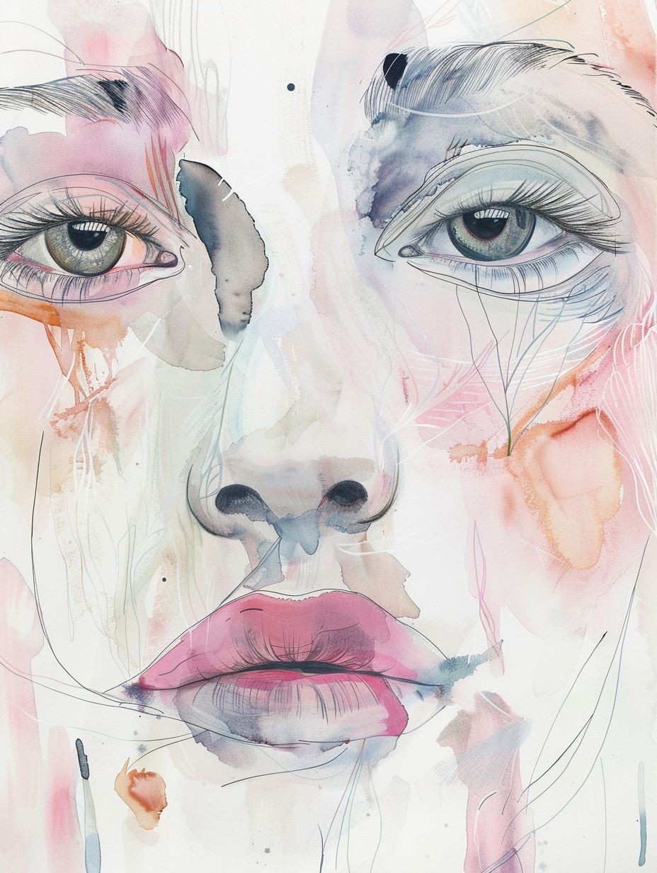 Ethereal Watercolor Floral Portrait - Image 3