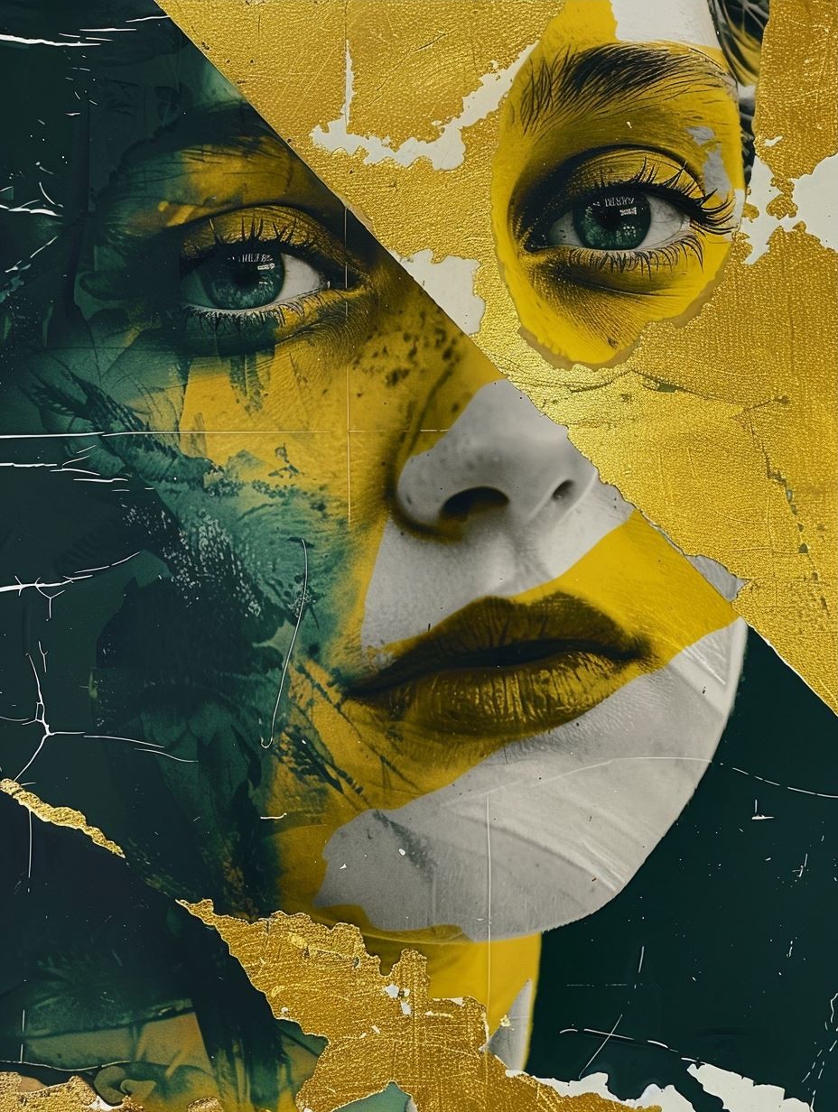 Fragmented Visions in Gold and Teal - Image 3