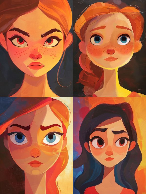 Four Moods of a Stylized Portrait