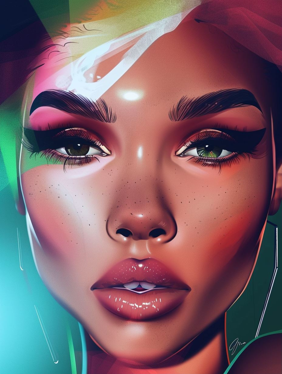 Neon Dreams: Digital Beauty Portraits - Image 1