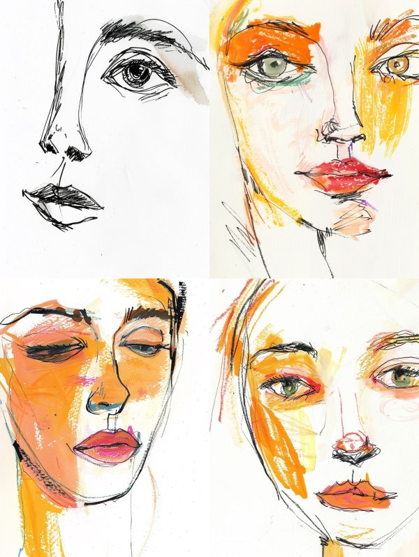 Abstract Expressionist Facial Sketches