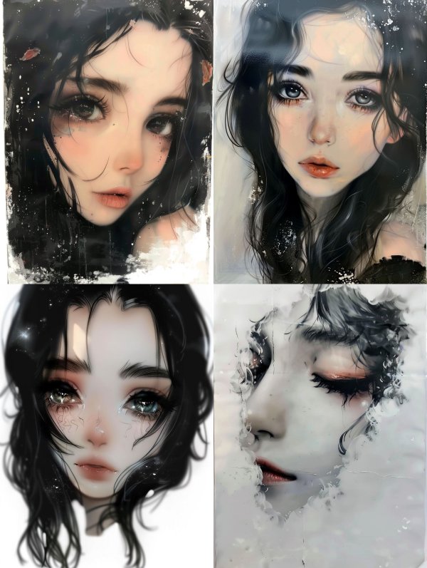 Melancholic Digital Watercolor Portraits