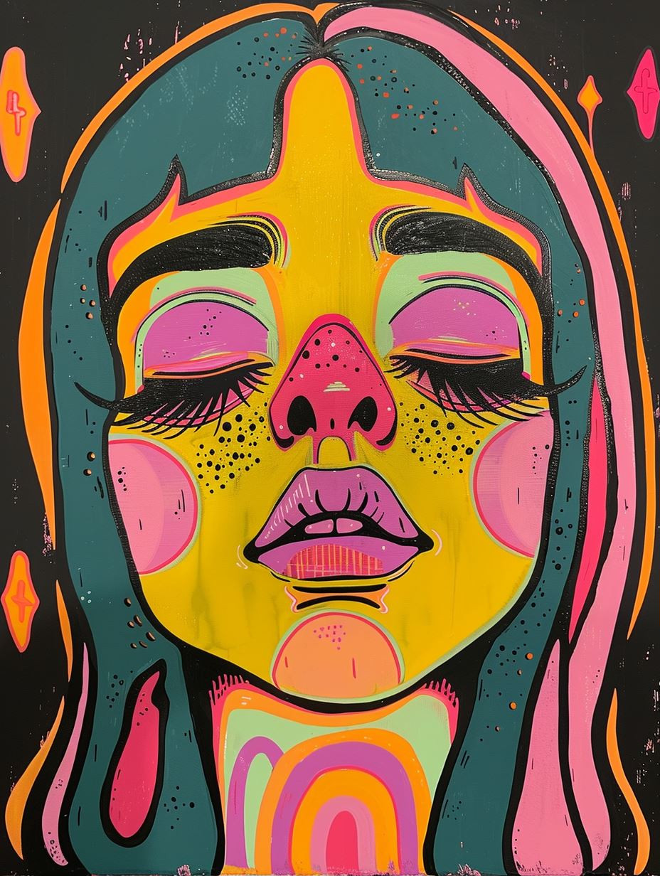 Neon Dreams: Psychedelic Portrait Collection - Image 1