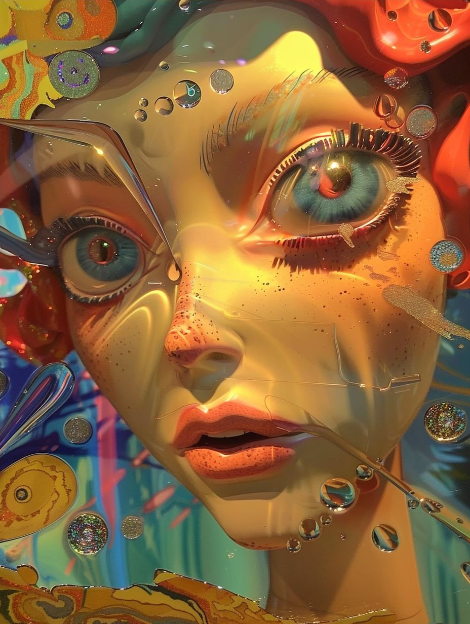 Liquid Neon Surrealist Portrait - Image 4